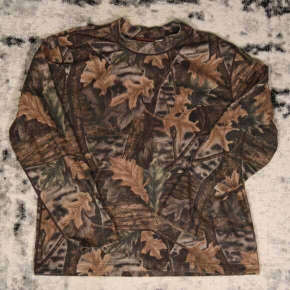 Y2K Camo Full Print Long Sleeve Fleece T-Shirt - Picture 1 of 6